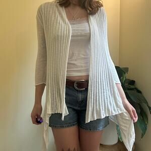 Y2k international concepts white fairycore long frilly cardigan size medium